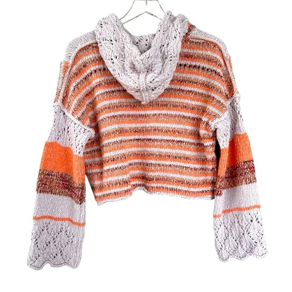 Free People Colorblock Spring Hooded Sweater Size Small - Picture 2 of 6